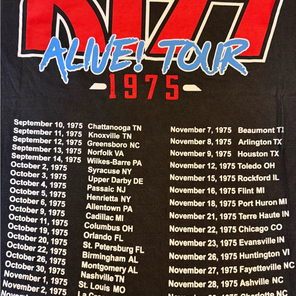 Kiss ALIVE! 1975 Tour Black T-Shirt